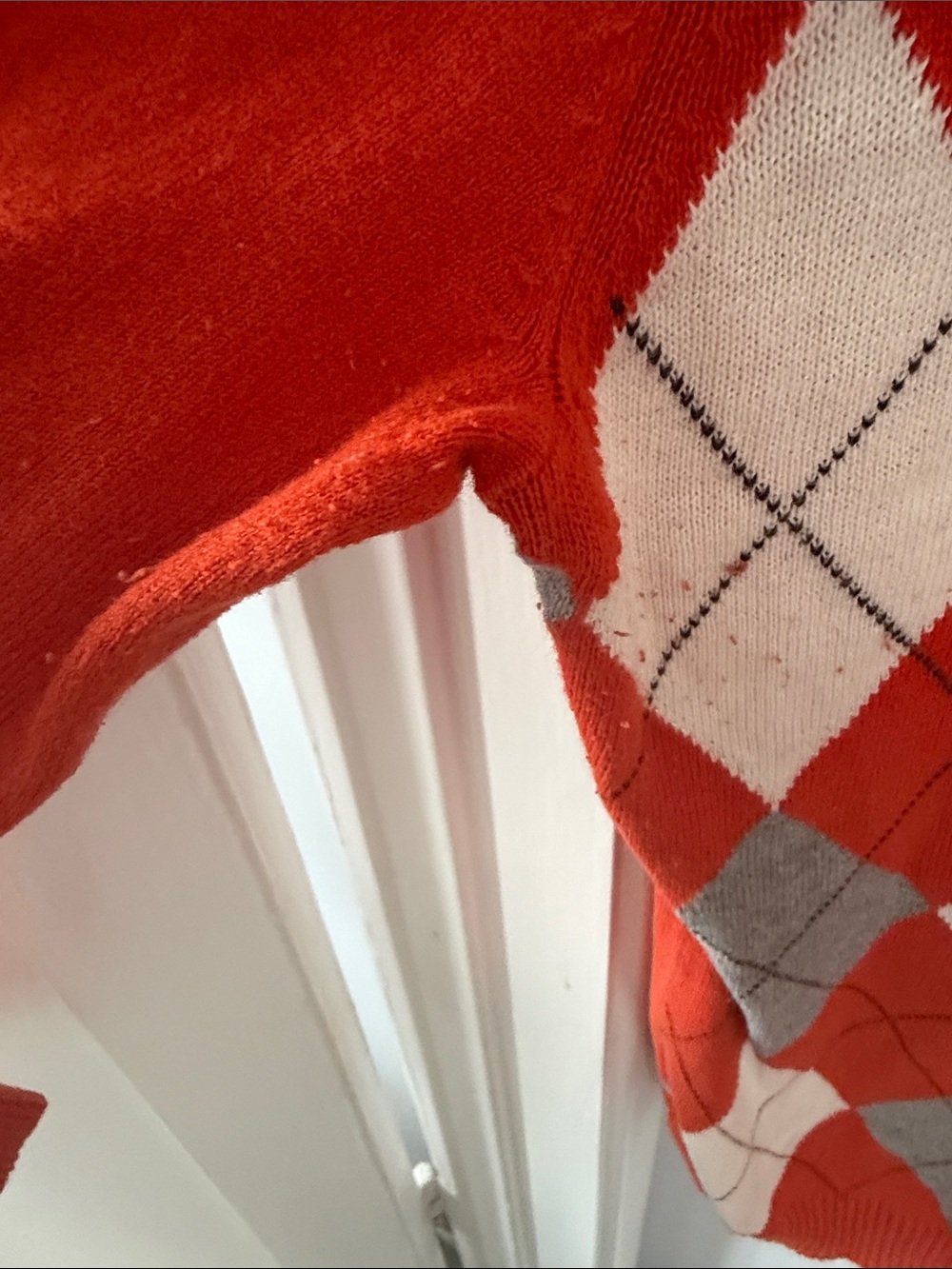 Merona Red Gray and White Argyle Button-Front Cardigan - Picture 5 of 8